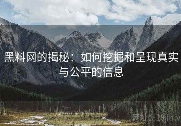 黑料网的揭秘：如何挖掘和呈现真实与公平的信息