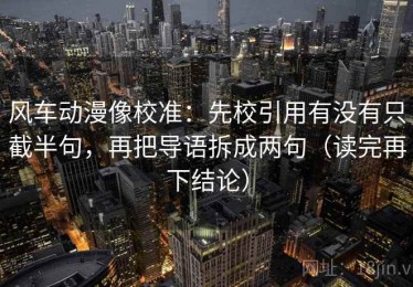 风车动漫像校准：先校引用有没有只截半句，再把导语拆成两句（读完再下结论）