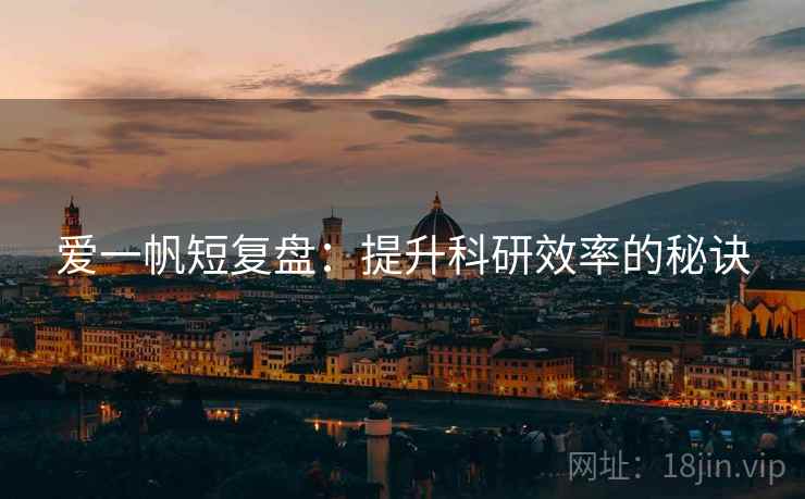 爱一帆短复盘：提升科研效率的秘诀
