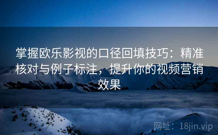 掌握欧乐影视的口径回填技巧：精准核对与例子标注，提升你的视频营销效果