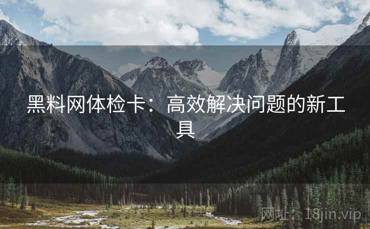 黑料网体检卡:高效解决问题的新工具 黑料网体检卡:高效解决问题的新工具