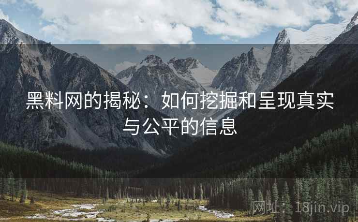 黑料网的揭秘：如何挖掘和呈现真实与公平的信息
